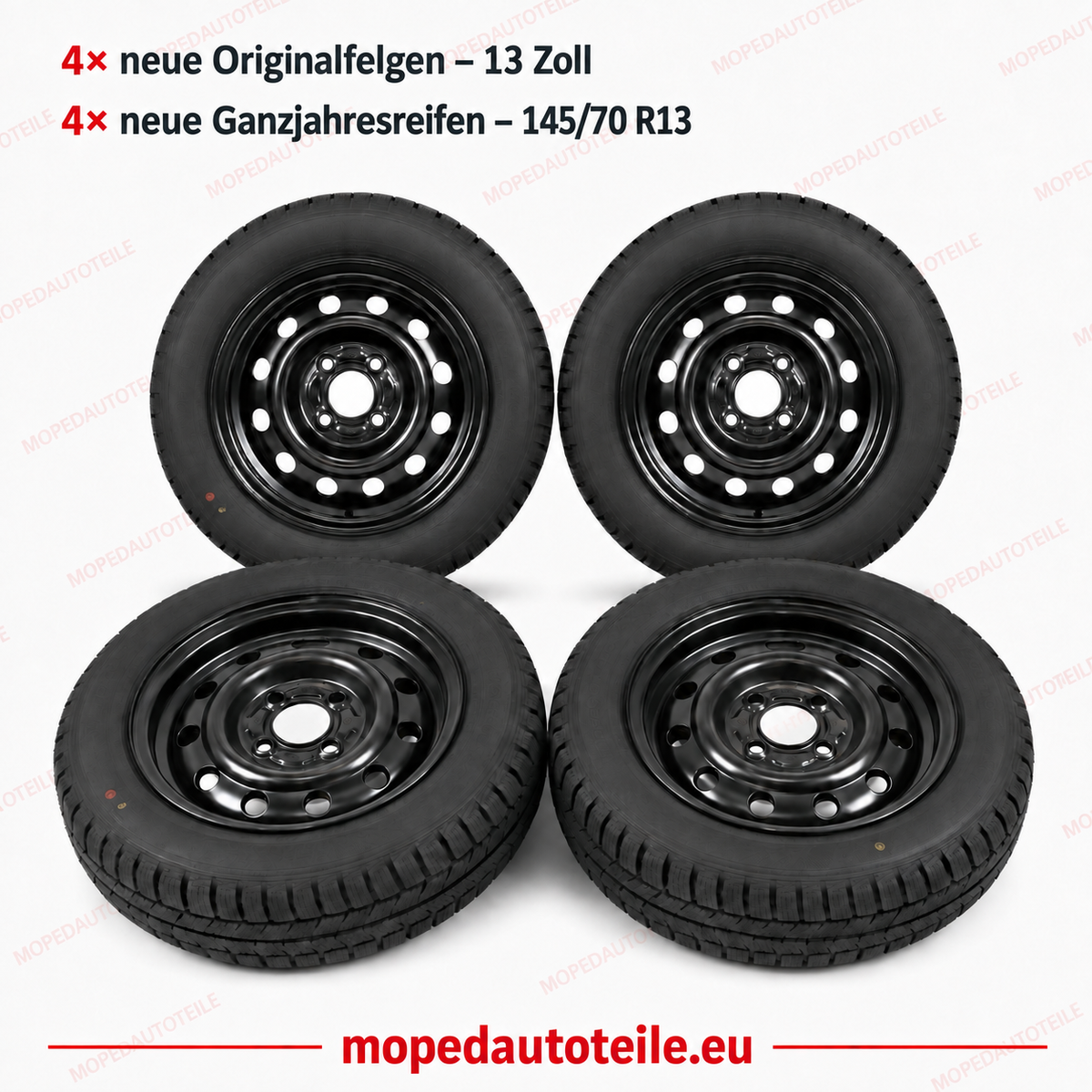 Ensemble de 4 nouvelles jantes d'origine + 4 nouveaux pneus toutes saisons 13 pouces Ligier Microcar