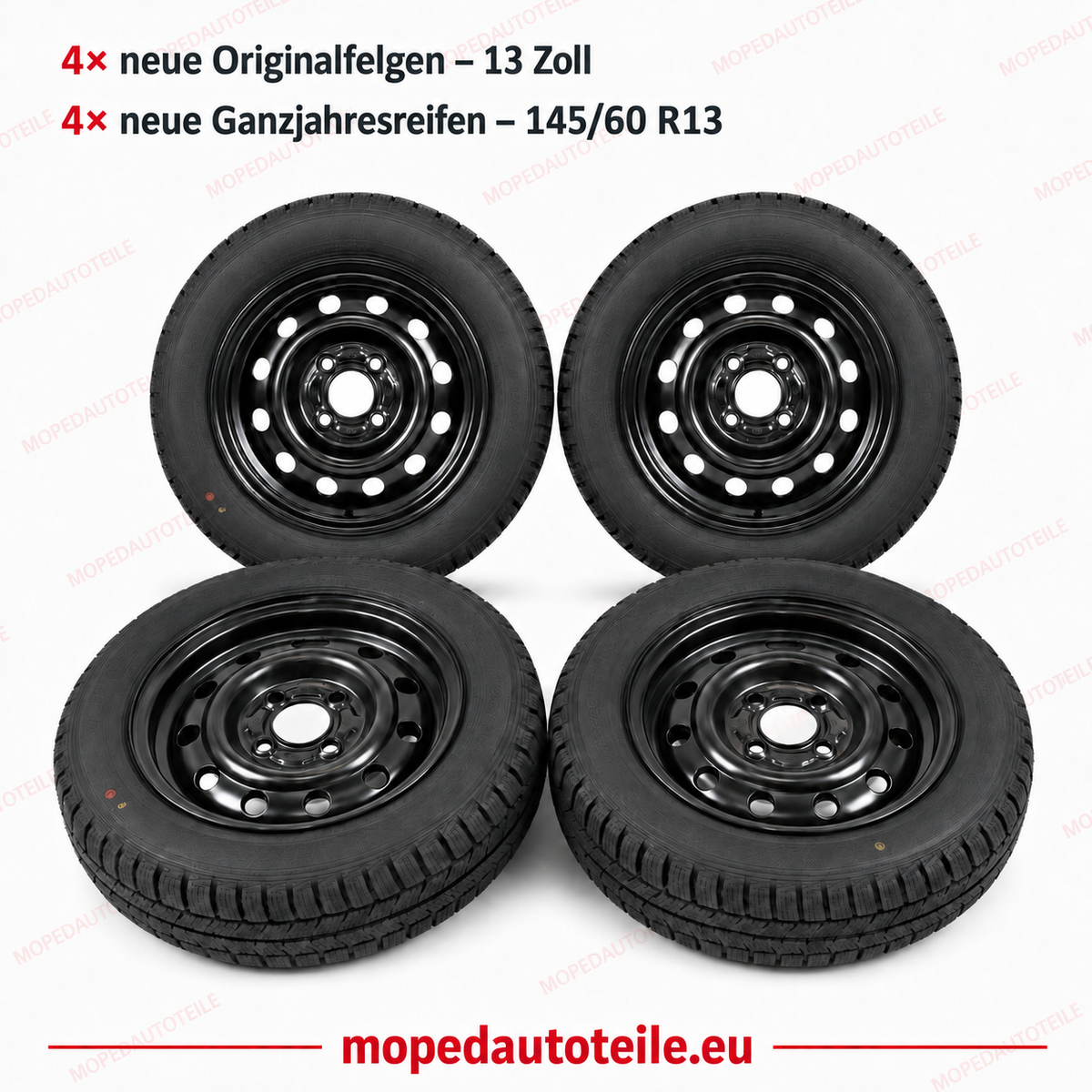 Ensemble de 4 nouvelles jantes d'origine + 4 nouveaux pneus toutes saisons 13 pouces Ligier Microcar