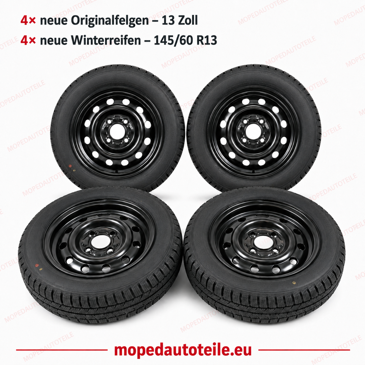 Ensemble de 4 jantes d'origine neuves + 4 pneus d'hiver neufs 13 pouces, Aixam/Microcar